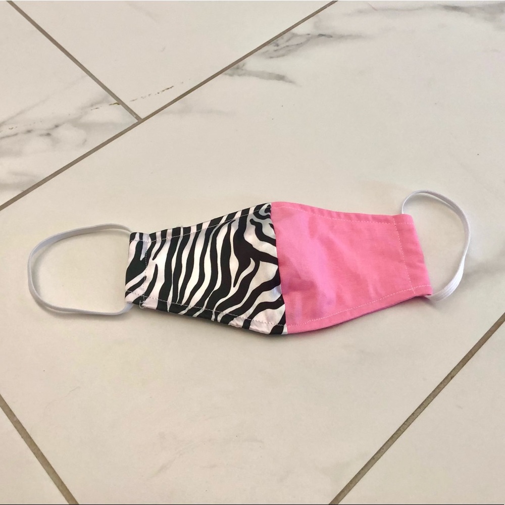 pink and zebra print face mask